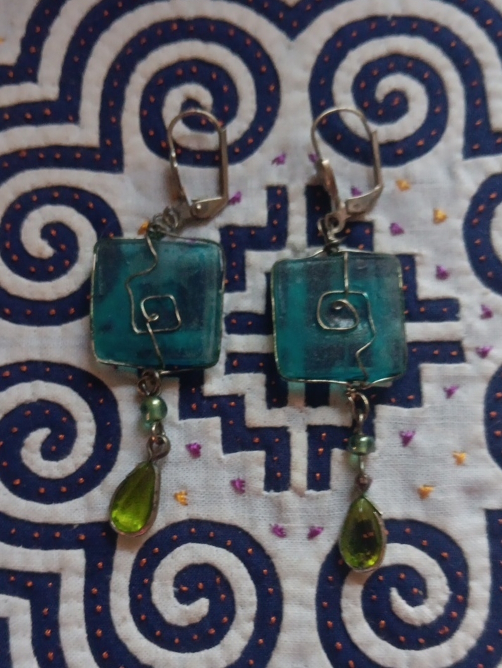 Vintage Sea Glass Sea Blue Earrings - Local Artisan Handcrafted